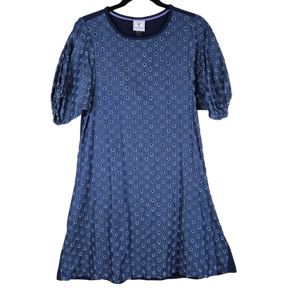Violet Weekend Women's Blue Cotton Dress Puff Sleeve Casual Size S - Picture 1 of 9